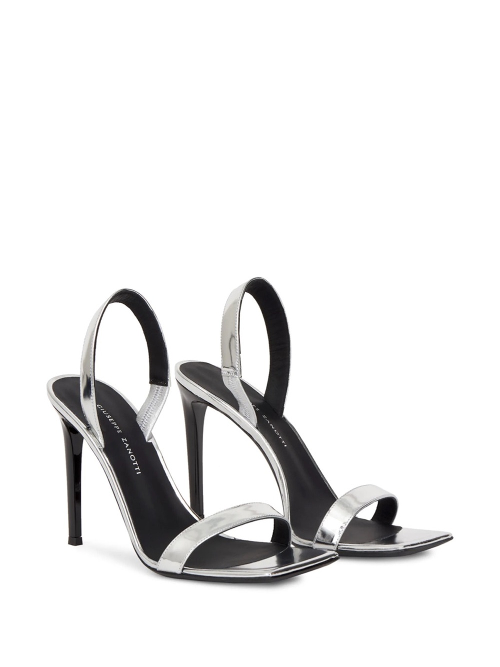 Size 38 Silver Mirror Giuseppe Zanotti Slingback Sandals